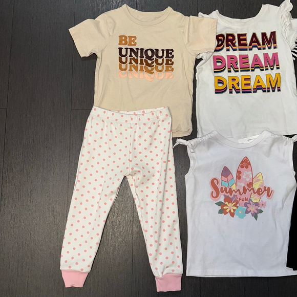 Lot of 6 3T Toddler Girl Clothing Bundle 5 tops 1 pair of pajama pants - Picture 4 of 10